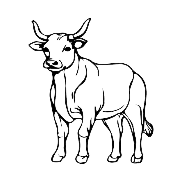 Diseño vectorial de silueta negra aislada de animales de la granja de vacas