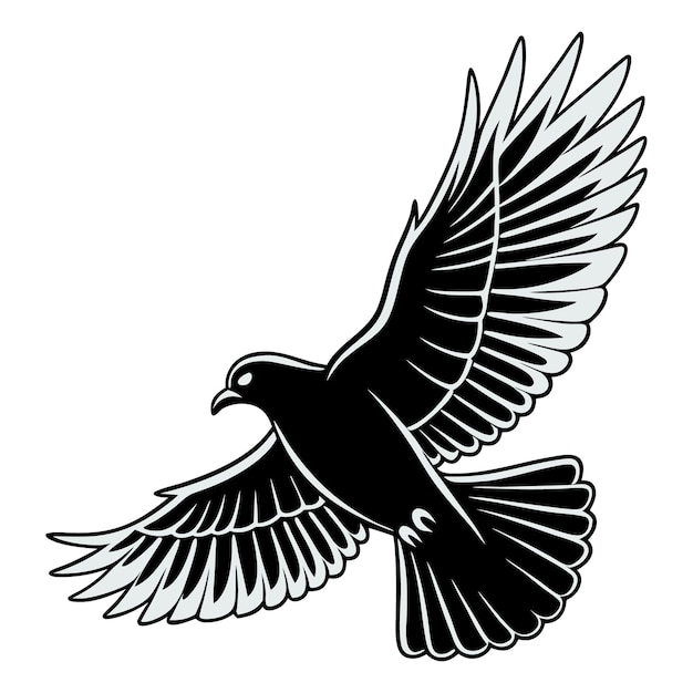 Diseño vectorial de silueta de pájaro volador