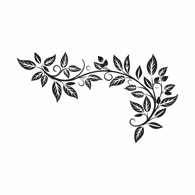 Diseño vectorial de silueta de ramas y hojas en fondo blanco