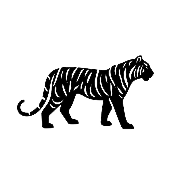 Diseño vectorial de silueta simple de tigre