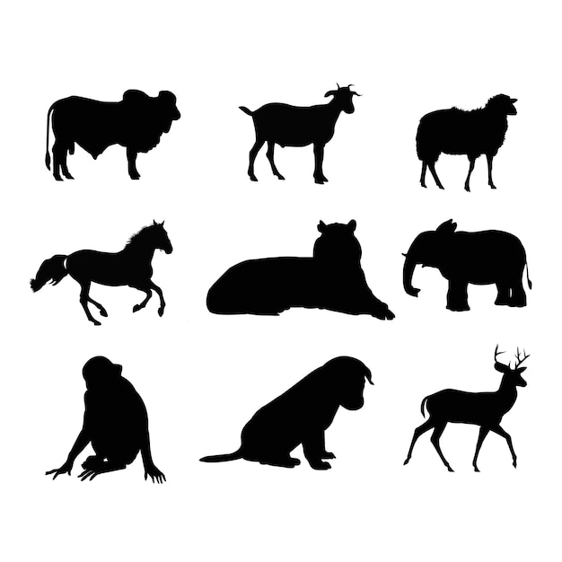 Diseño vectorial de siluetas de animales