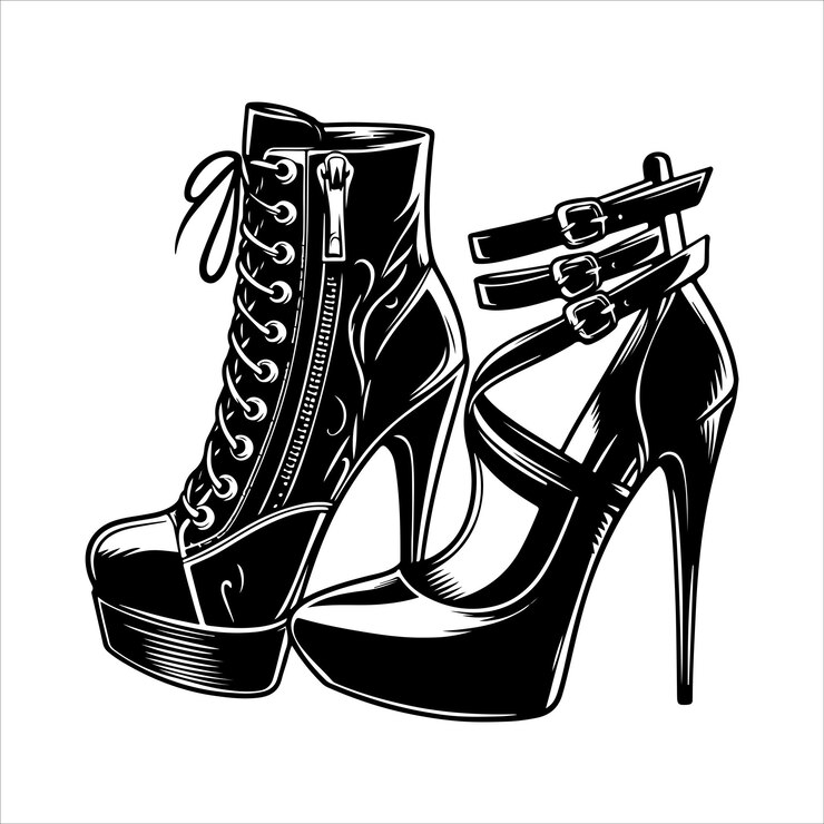 Vector diseño vectorial de siluetas de zapatos para damas