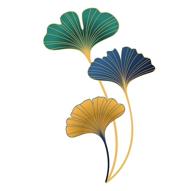 Vector diseño vectorial simple de hojas de ginkgo sobre fondo blanco.