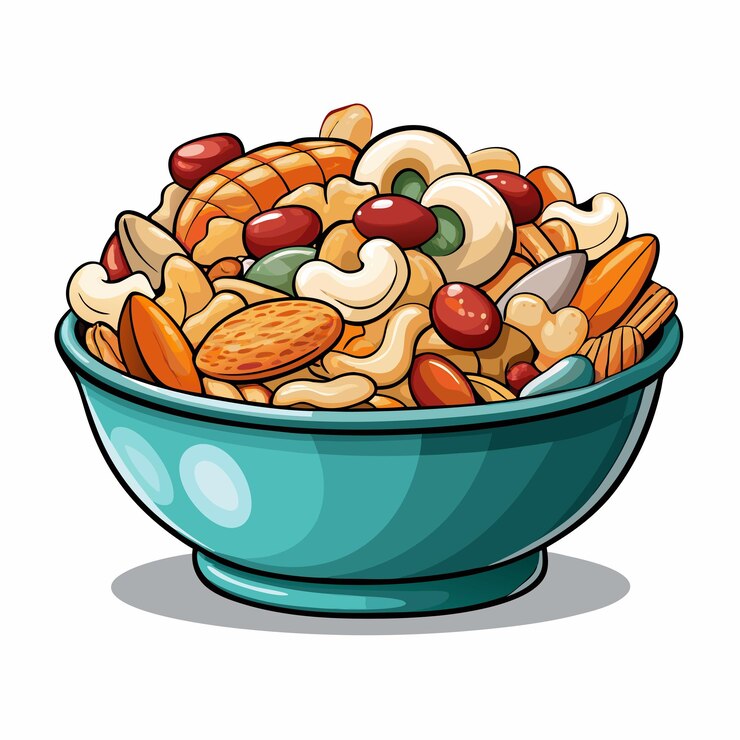 Vector diseño vectorial de snacks de mezcla de senderos