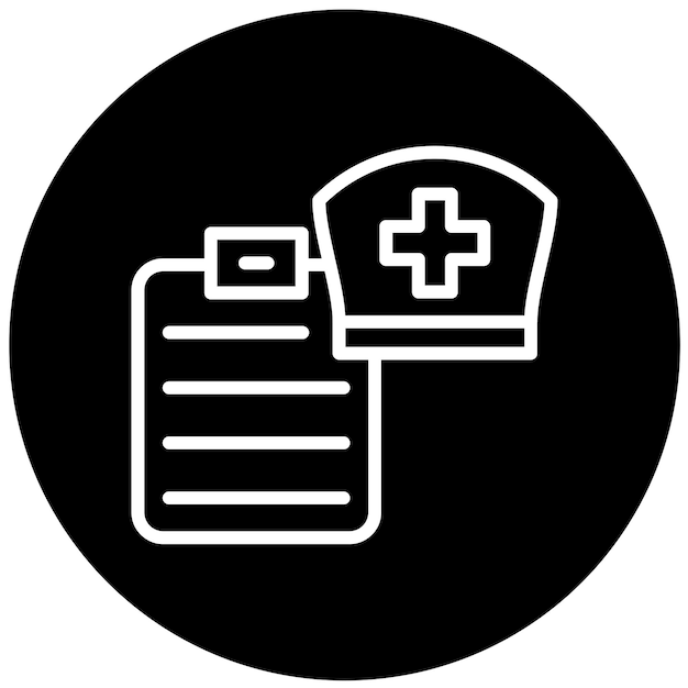 Diseño vectorial de sombrero de enfermera y estilo de icono del portapapeles