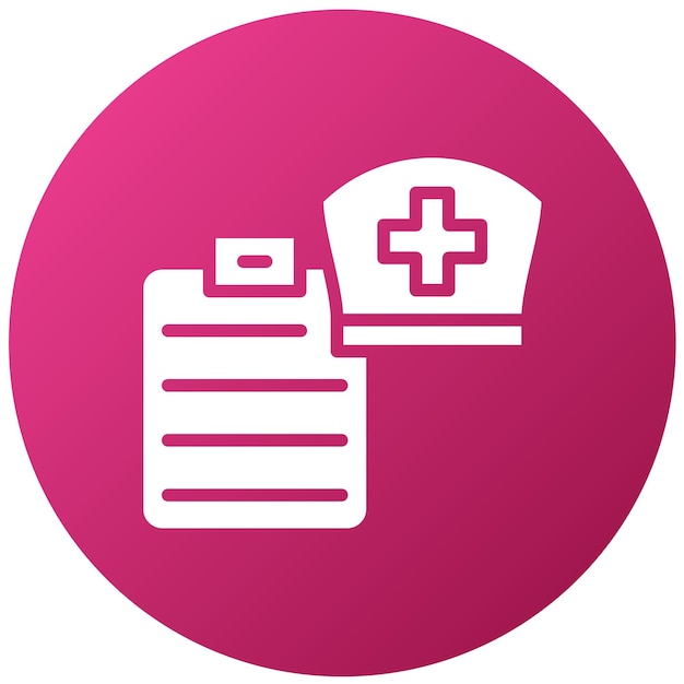 Diseño vectorial de sombrero de enfermera y estilo de icono del portapapeles