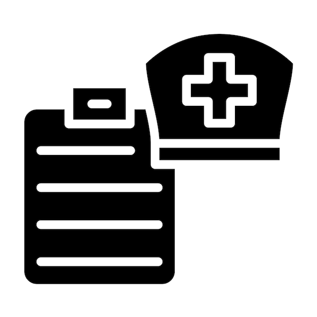 Diseño vectorial de sombrero de enfermera y estilo de icono del portapapeles