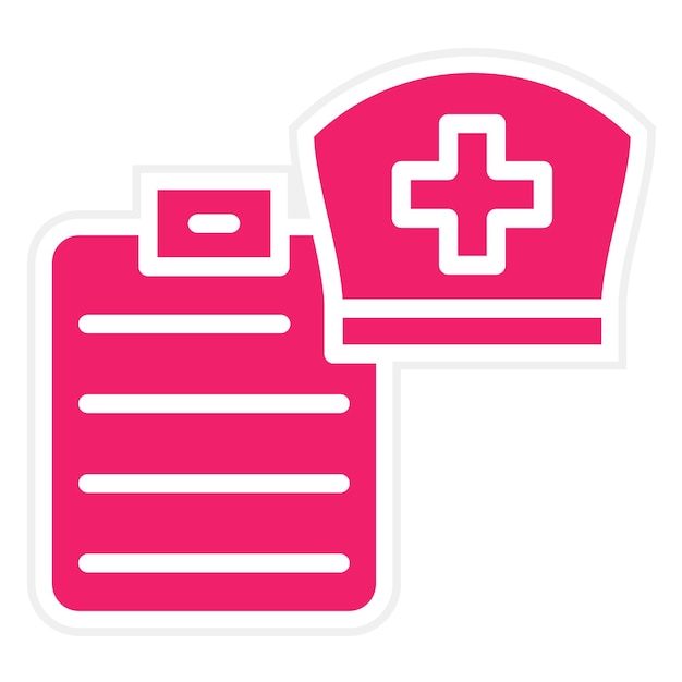 Diseño vectorial de sombrero de enfermera y estilo de icono del portapapeles
