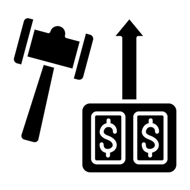 Diseño vectorial de subastas de recaudación de fondos Estilo de icono