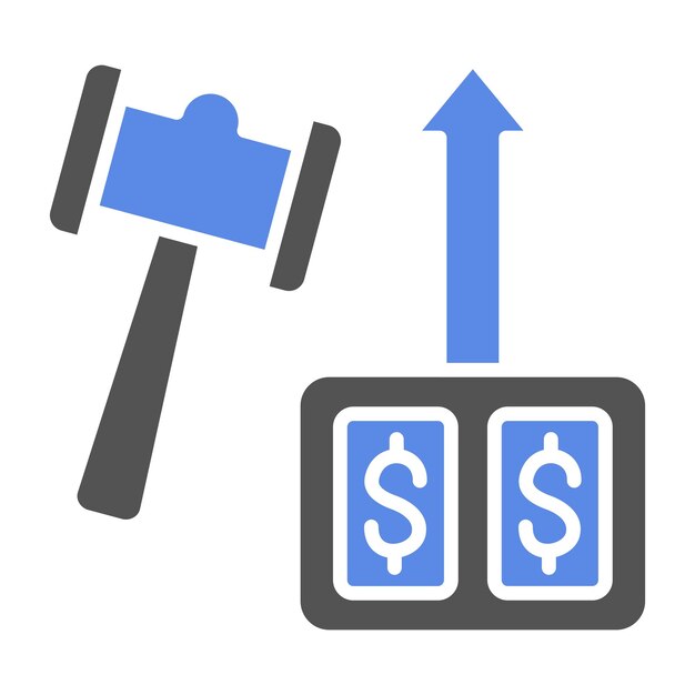 Diseño vectorial de subastas de recaudación de fondos Estilo de icono