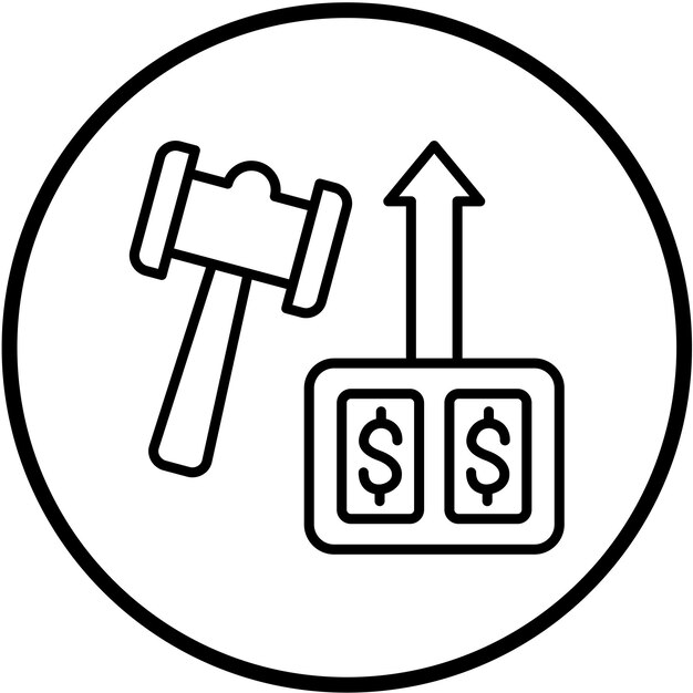 Diseño vectorial de subastas de recaudación de fondos Estilo de icono