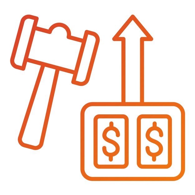 Diseño vectorial de subastas de recaudación de fondos Estilo de icono