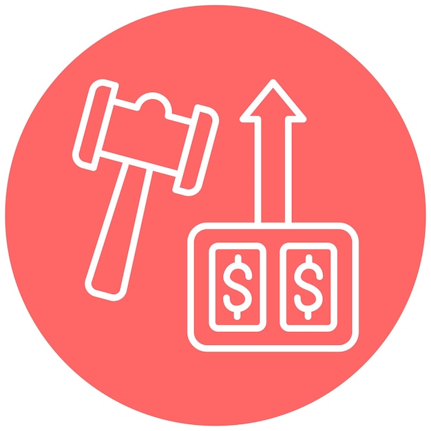 Diseño vectorial de subastas de recaudación de fondos Estilo de icono