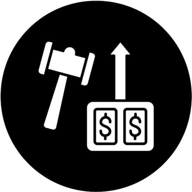 Diseño vectorial de subastas de recaudación de fondos Estilo de icono