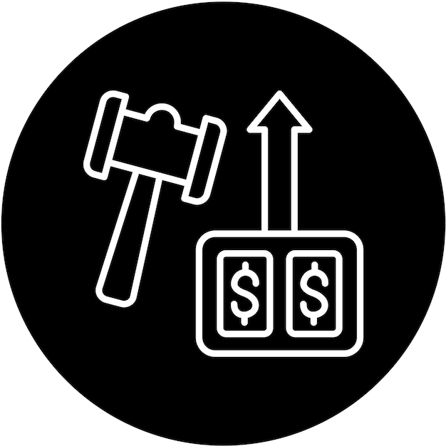 Diseño vectorial de subastas de recaudación de fondos Estilo de icono