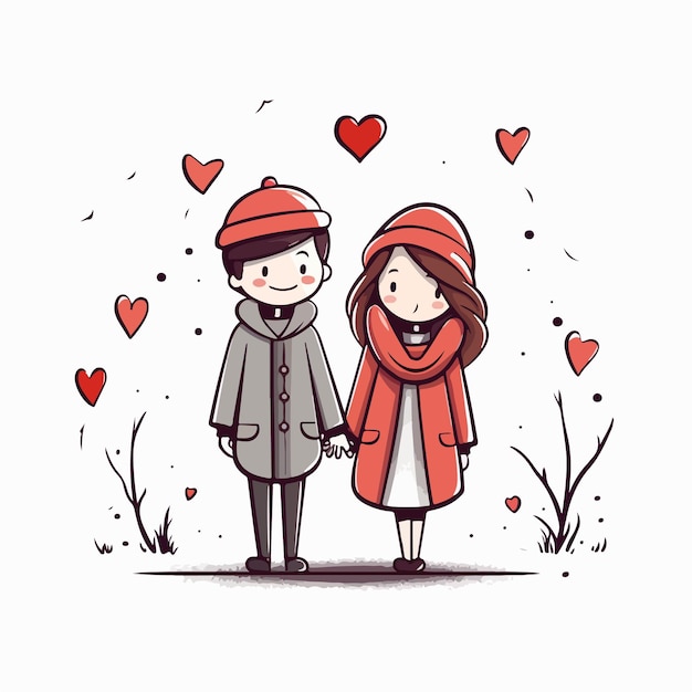 Vector diseño vectorial de la tarjeta del día de san valentín con una joven pareja enamorada del día de san valentín