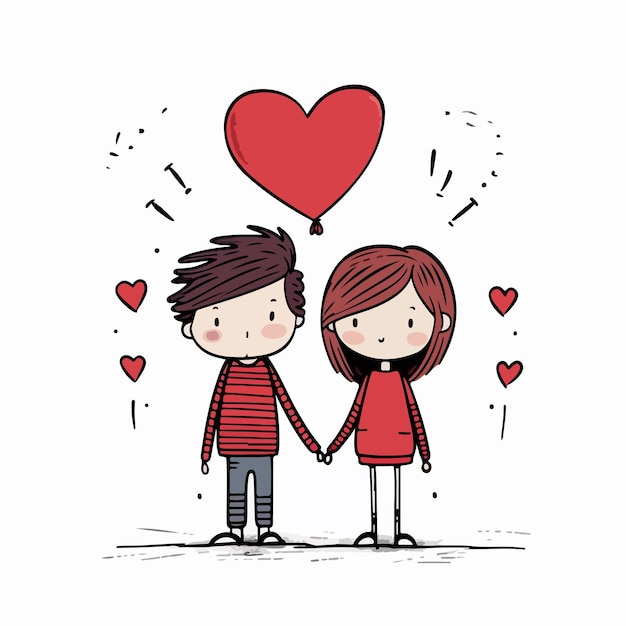 Vector diseño vectorial de la tarjeta del día de san valentín con una joven pareja enamorada del día de san valentín