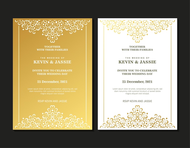 Diseño vectorial de tarjetas de invitación de lujo estilo vintage