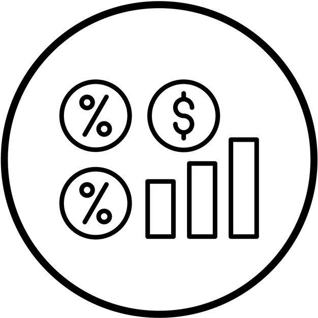 Diseño vectorial de las tasas de interés Estilo del icono