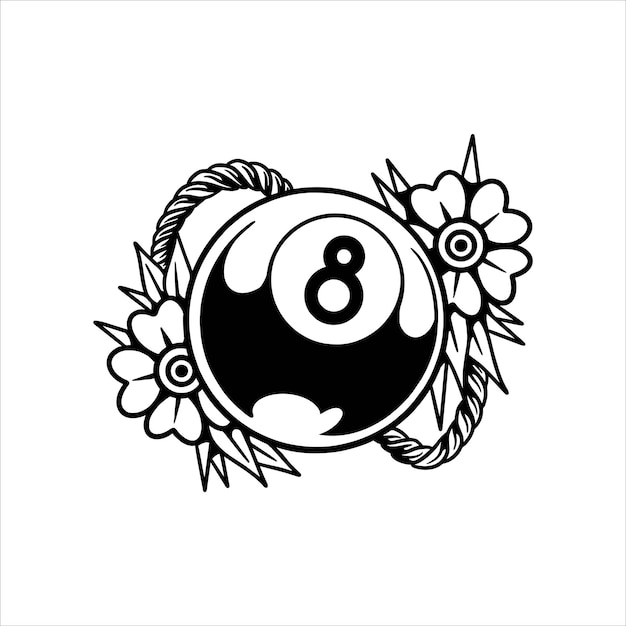 diseño vectorial de tatuaje de ocho bolas