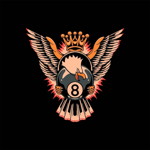 diseño vectorial de tatuajes de águila de billar