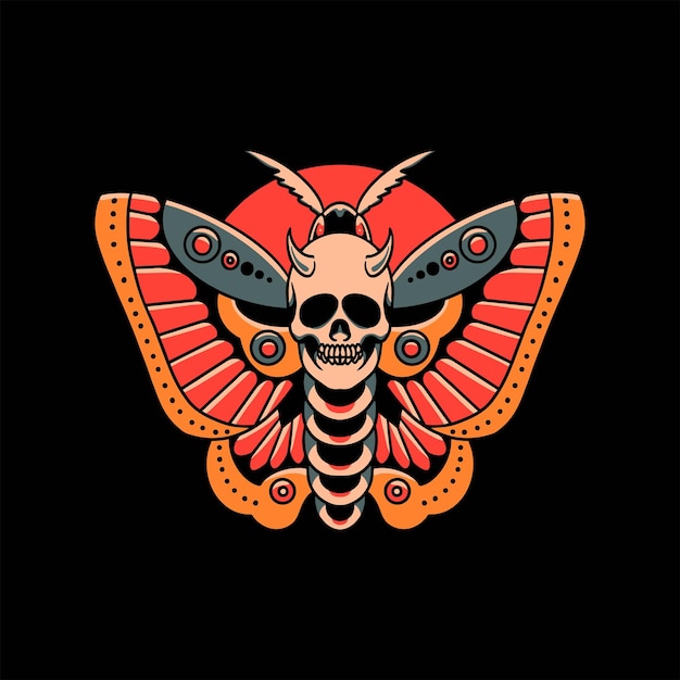 Diseño vectorial de tatuajes de mariposa de horror
