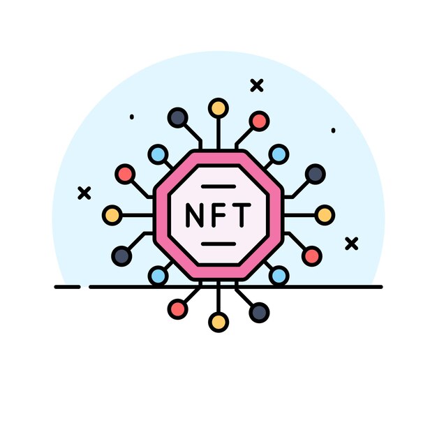 El diseño vectorial de la tecnología NFT está listo para su descarga premium