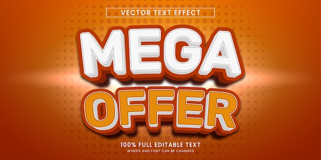 Vector diseño vectorial de texto editable efecto de mega oferta estilo de texto