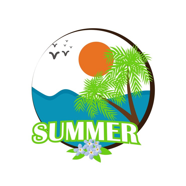 Diseño vectorial de tiempo de verano elementos de playa coloridos en fondo blanco Ilustración vectorial