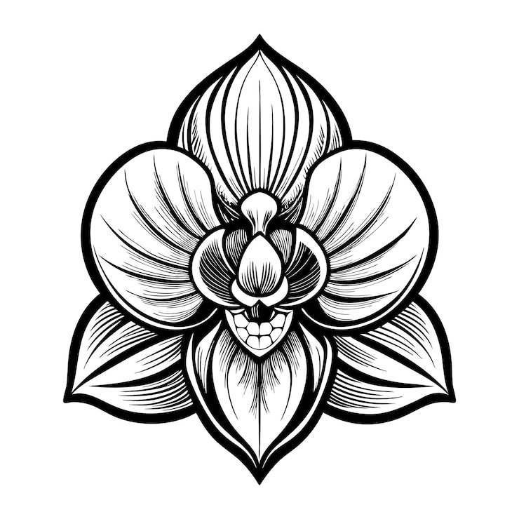 Vector diseño vectorial tipo logotipo orquídea etiquetado arte vectorial ilustración extrema