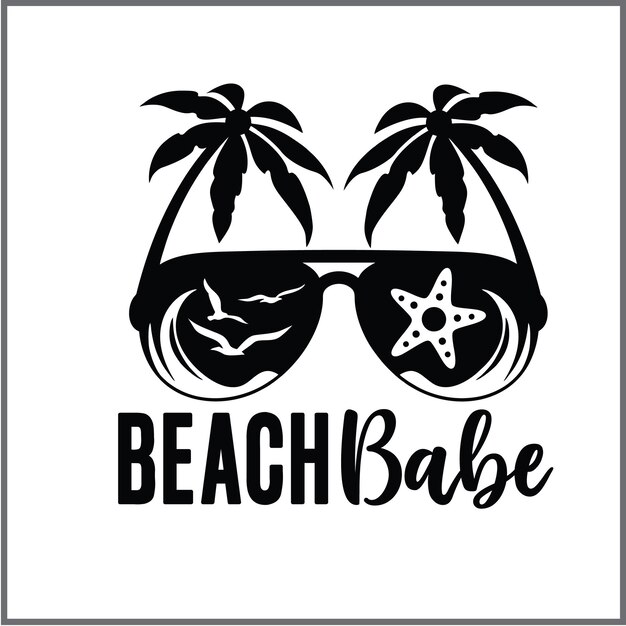 El diseño vectorial de la tipografía de la camiseta Svg de la playa