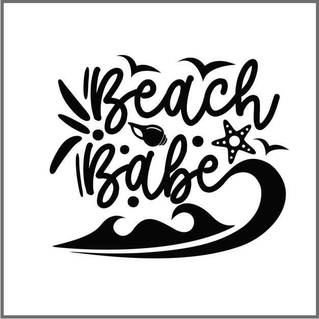 El diseño vectorial de la tipografía de la camiseta Svg de la playa