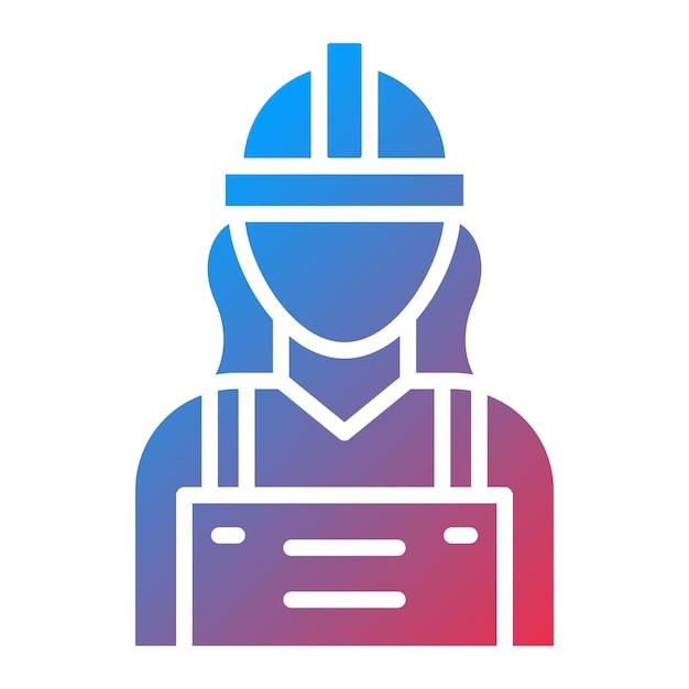 Diseño vectorial Trabajador de fábrica Estilo de icono femenino