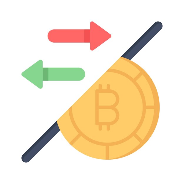 Diseño vectorial de transacciones de Bitcoin aislado en fondo blanco