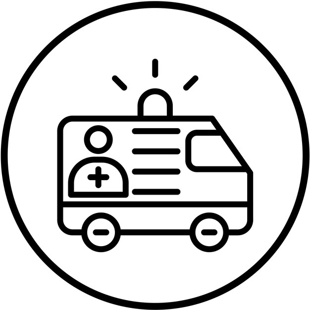 Diseño vectorial de transporte de pacientes Estilo del icono de la furgoneta