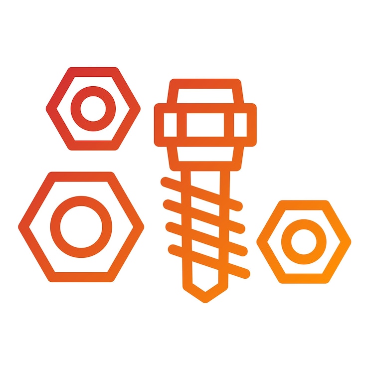 Vector diseño vectorial de tuercas y pernos estilo del icono