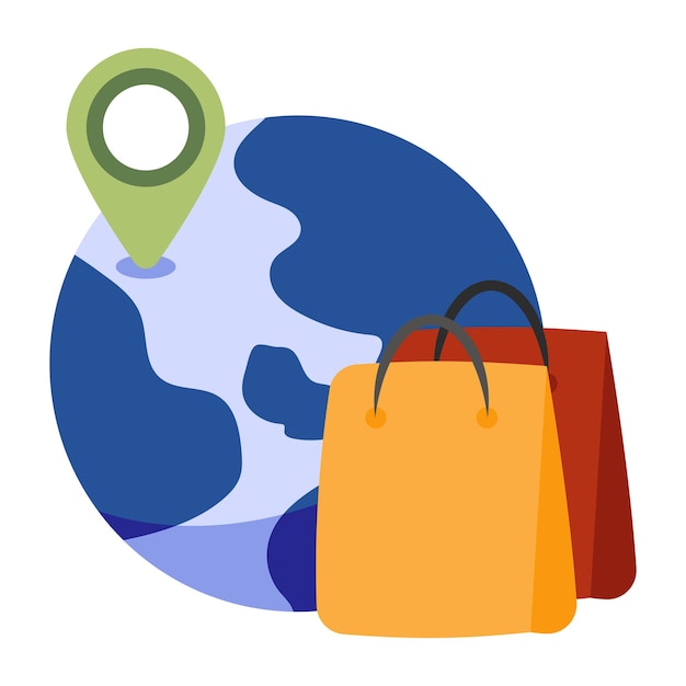 Diseño vectorial de la ubicación de compras globales