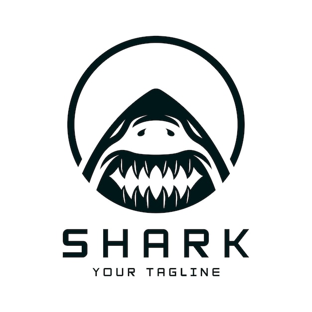 Diseño vectorial único y creativo del logotipo del tiburón Ilustración del vector del pez salvaje