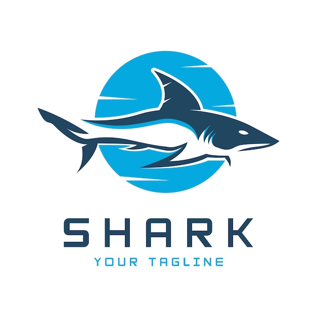 Diseño vectorial único y creativo del logotipo del tiburón Ilustración del vector del pez salvaje