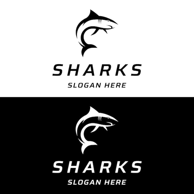 Diseño vectorial único y creativo del logotipo del tiburón