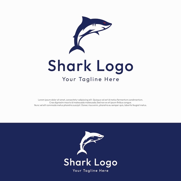 Diseño vectorial único y creativo del logotipo del tiburón