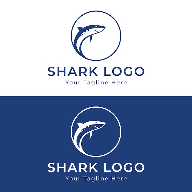Diseño vectorial único y creativo del logotipo del tiburón