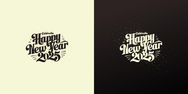 Diseño vectorial único de feliz año nuevo 2025 Con números y elegante fuente en negrita Diseño vectorio premium único y limpio