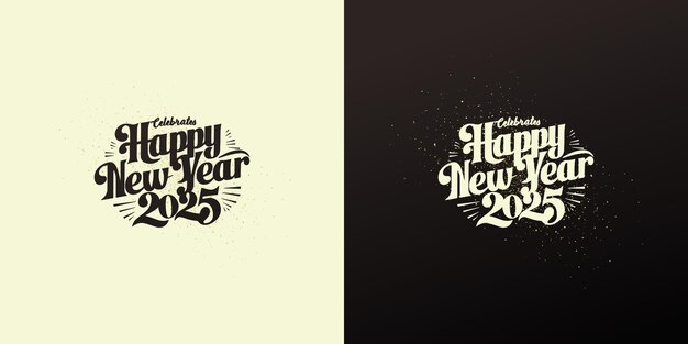 Vector diseño vectorial único de feliz año nuevo 2025 con números y elegante fuente en negrita diseño vectorio premium único y limpio