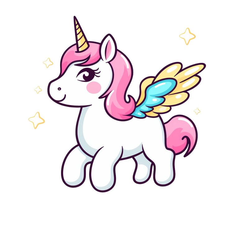 Diseño vectorial de unicornio de dibujos animados