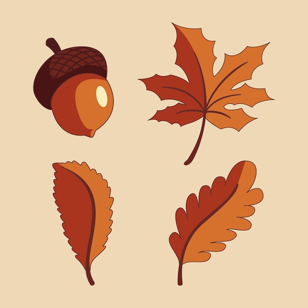 Diseño vectorial de varias hojas de otoño de la naturaleza