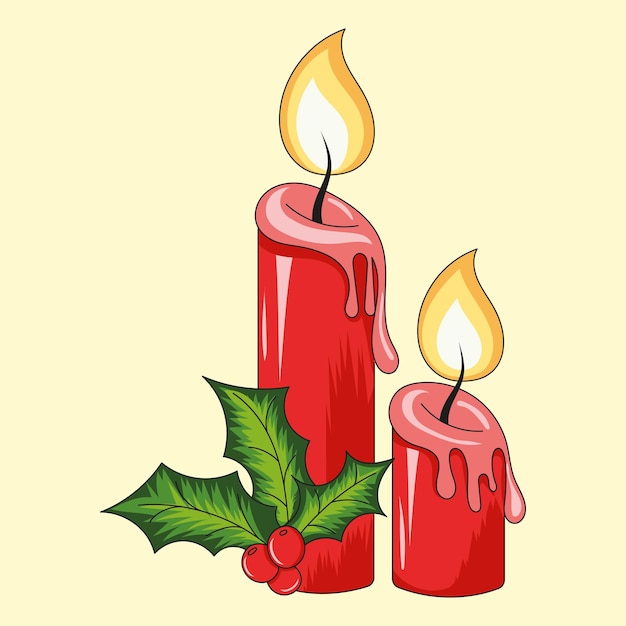 Diseño vectorial de velas encendidas de Navidad