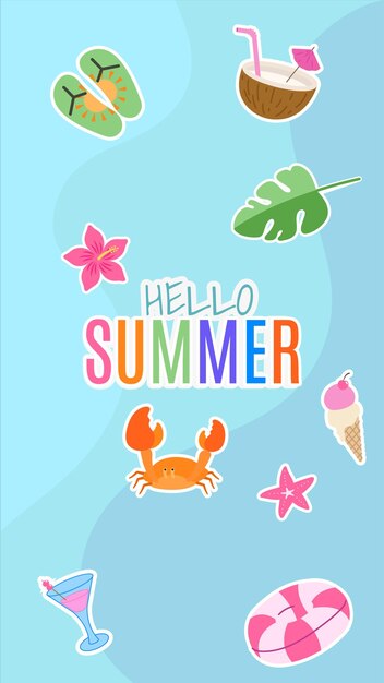 Diseño vectorial de verano con elementos estacionales