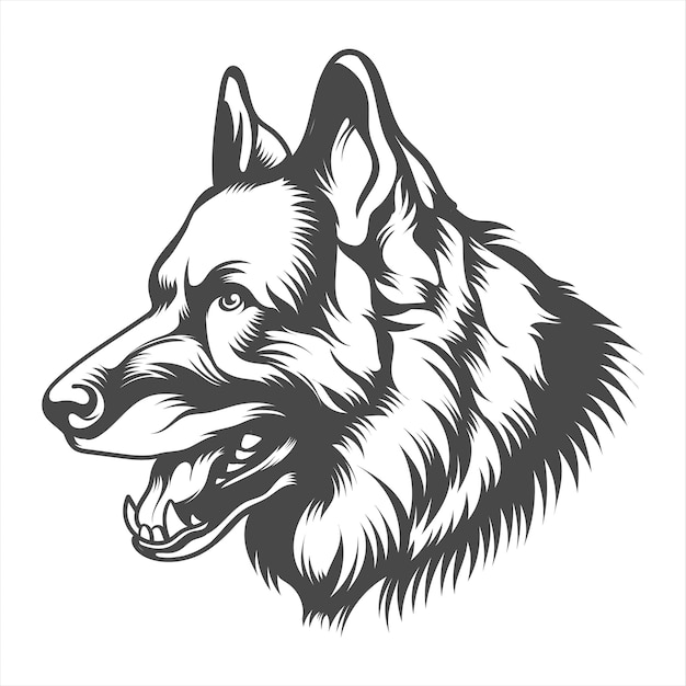 Diseño vectorial de vista lateral del perro pastor alemán