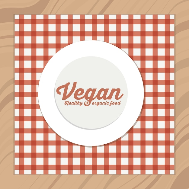 Vector diseño vegano sobre fondo de madera